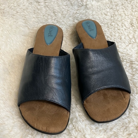 Womens Fitzwell Navy Leather Wedges Size 8.5 - Picture 4 of 9